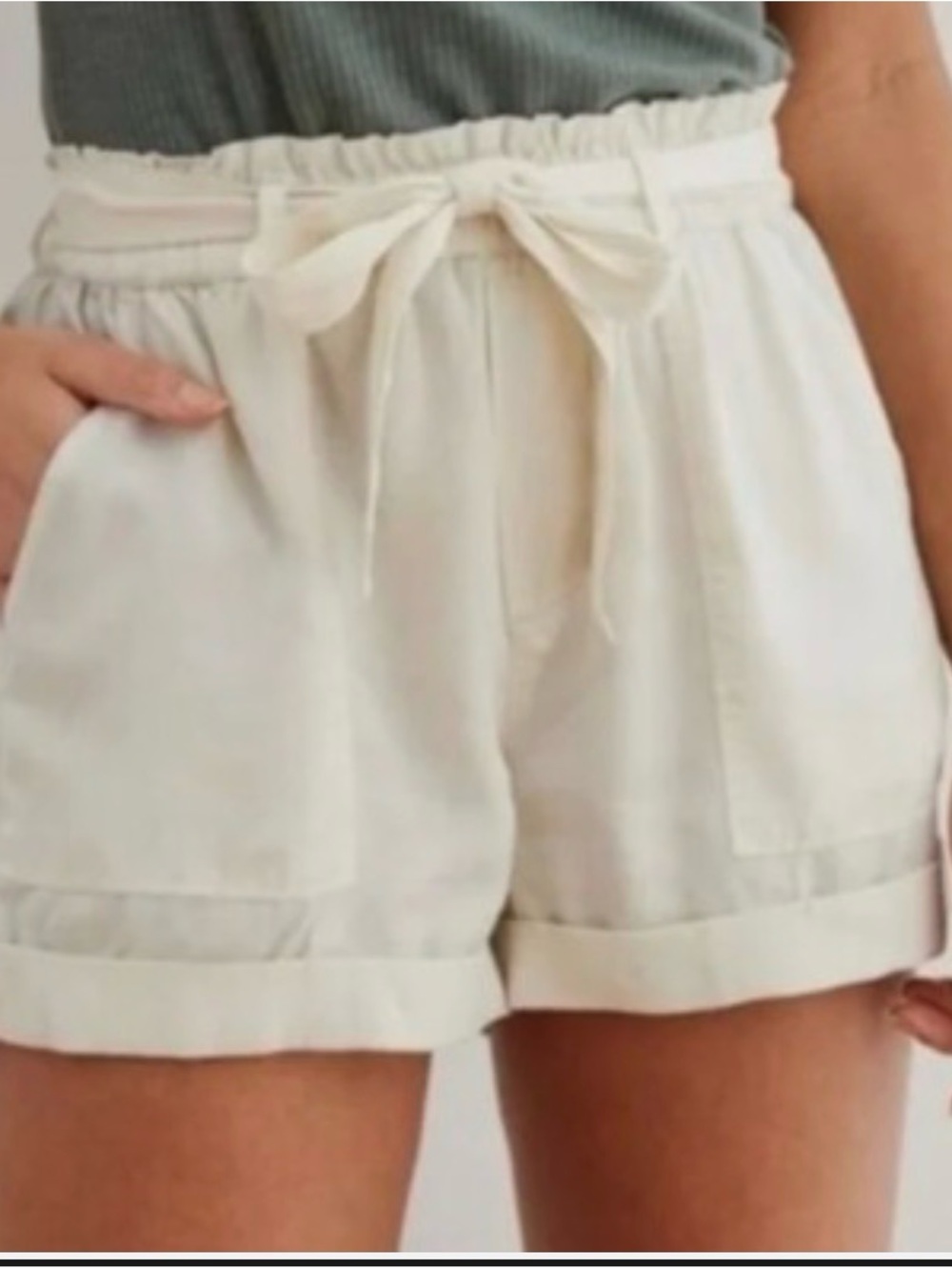 Aerie Empire High Waisted Belted Paperbag Camp Shorts